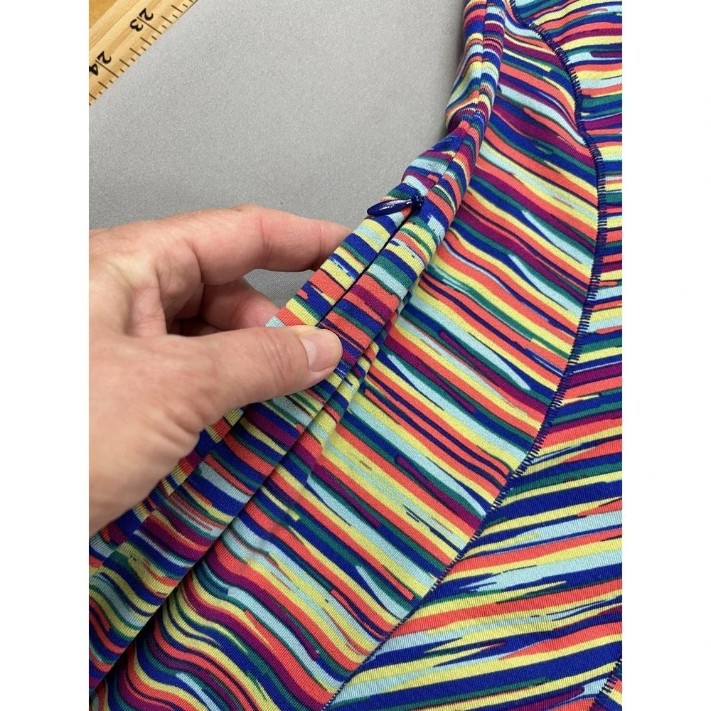 Womens‎ Title Nine Dress Large Dream Multicolor Striped Short Sleeve Activewear